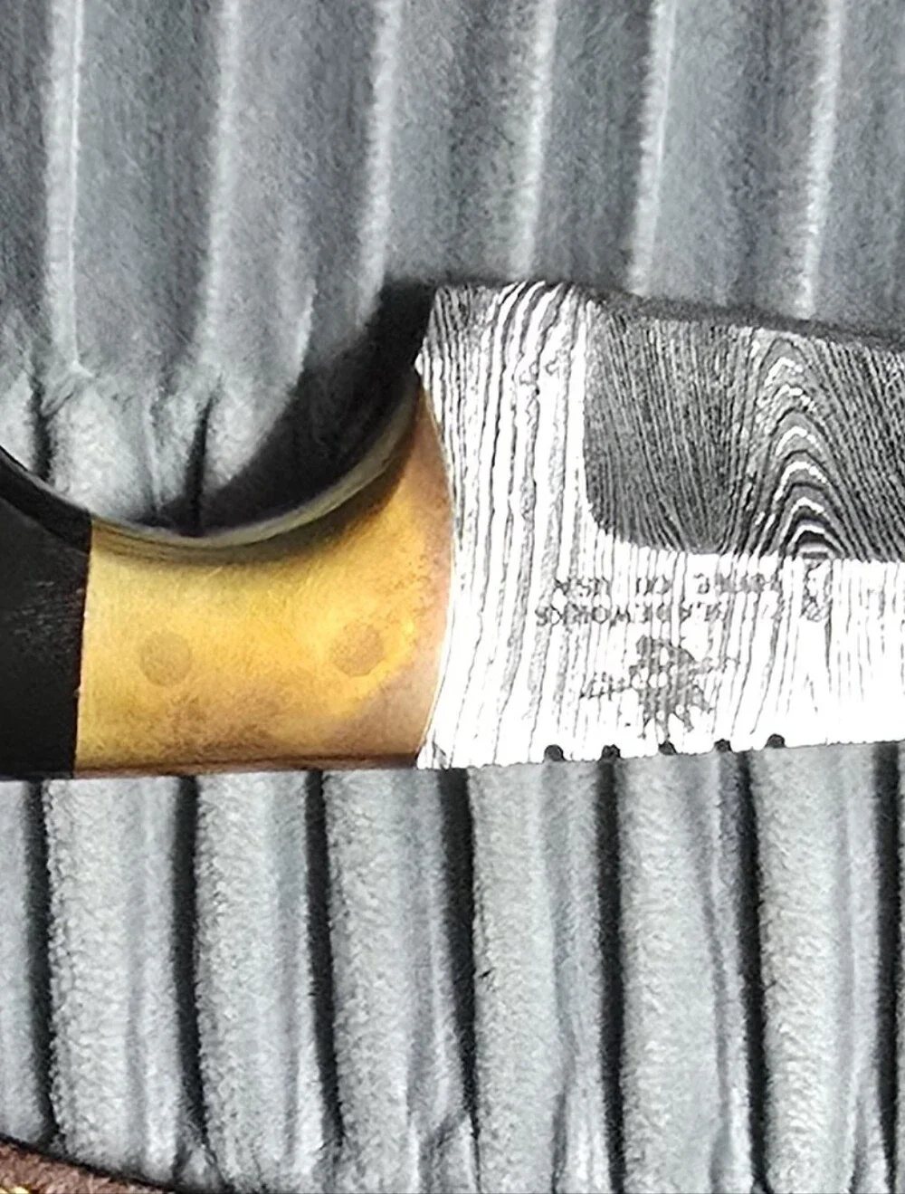970 BladeWorks Fixed Damascus Blade Bull Horn Handle Leather Cross Sheath🔥